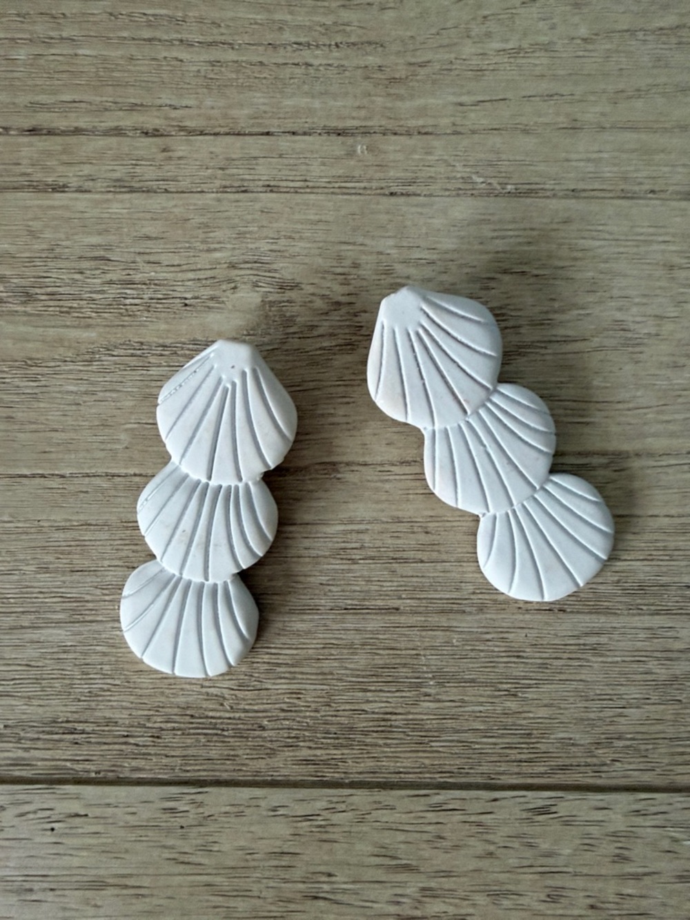 Tuckernuck White Shell Stack Statement Earrings